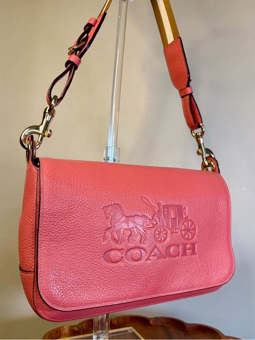Coach Jess Messenger Pink Pebble Leather Crossbody 72703 - Picture 3 of 17